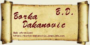 Borka Dakanović vizit kartica
